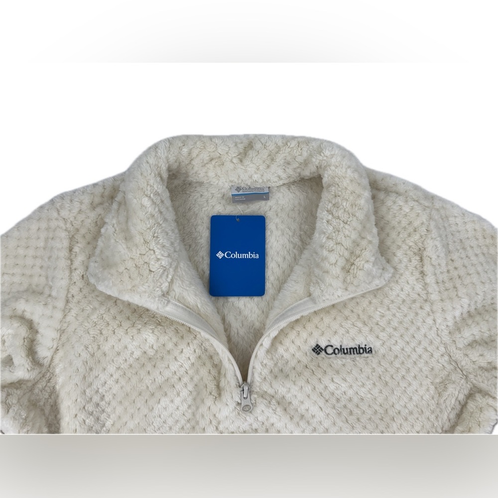 NEW Columbia Beech Forest High Pile Soft Teddy Fleece 1/4 Pullover Cream Large - Picture 3 of 15